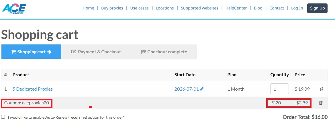 Aceproxies 20% off coupon code