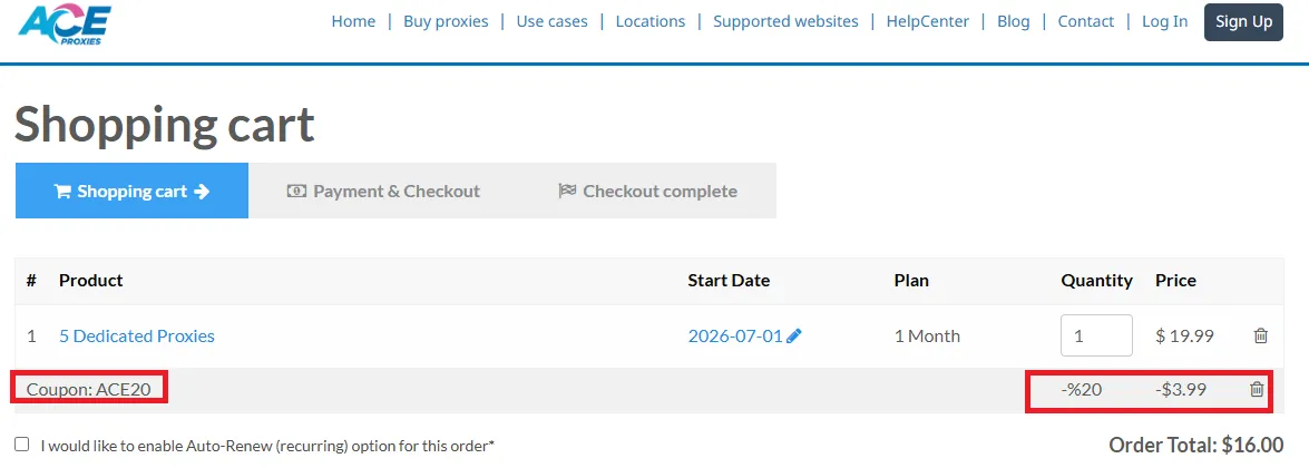Aceproxies latest coupon